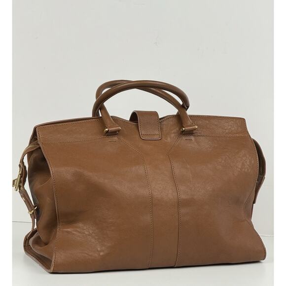 SAINT LAURENT Y Line Cabas Chic Handbag Women's Brown Leather Large - Picture 3 of 15